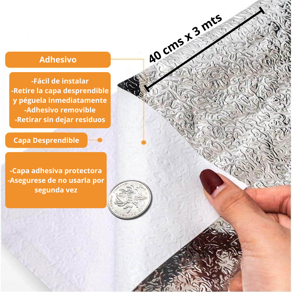 PAPEL DE ALUMINIO AUTOADHESIVO DE COCINA AlumiPlus™ - Un cambio simple que transforma tu espacio