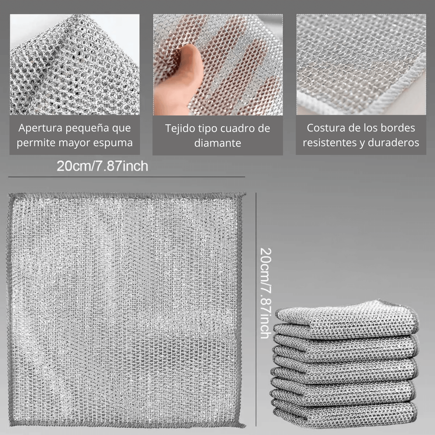 Paños Metálicos Multiuso de Limpieza 5Pc