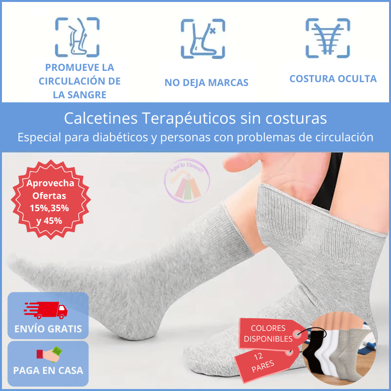 12 Calcetines terapéuticos (diabetes, mala circulación, otros)- Salud, Comodidad y Protección para tus pies ⭐⭐⭐⭐⭐ 4.9/5 |+1500 Compras