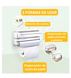 DISPENSADOR CORTA FÁCIL 3 EN 1 - ¿Problemas para cortar el papel film o aluminio?, ¿No sabes dónde está??