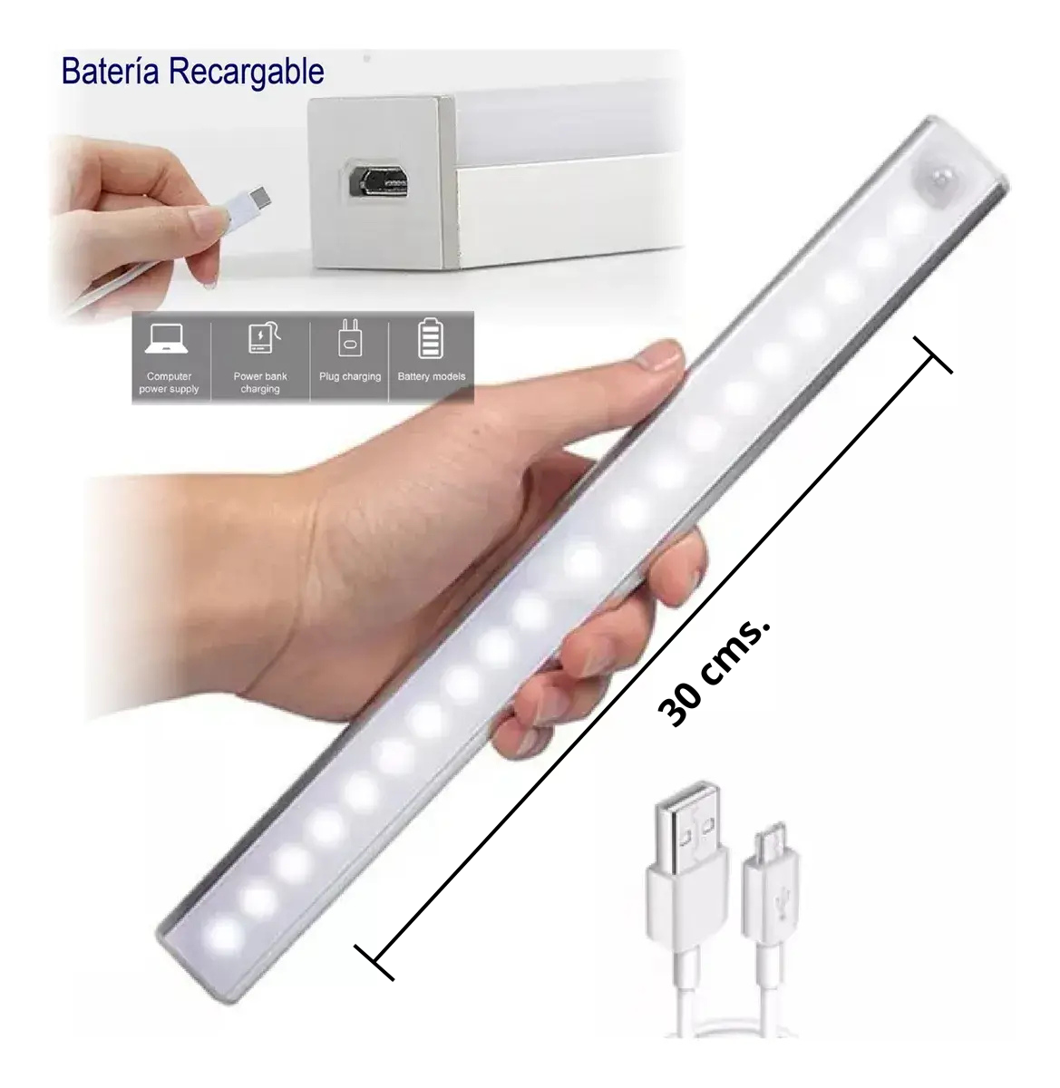 Luz Led Barra Con Sensor Movimiento 30cm - Ahorro automático en cada paso.
