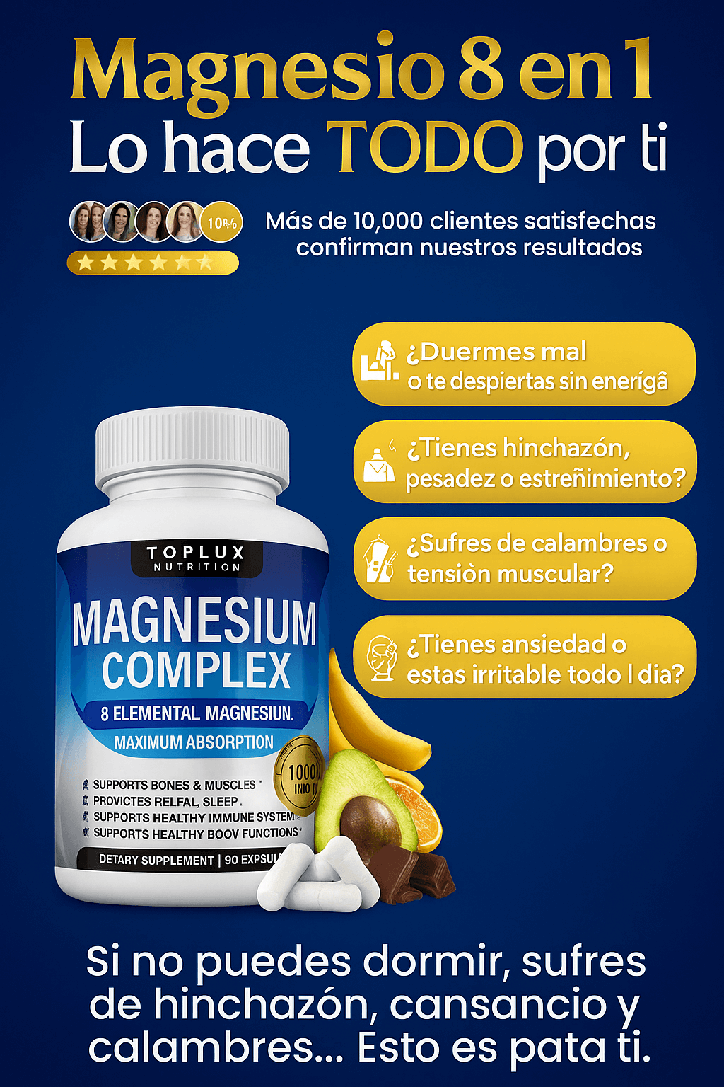 MAGNESIO COMPLEX 8 ELEMENTAL Toplux 1000 mg - El mejor aliado para tu bienestar