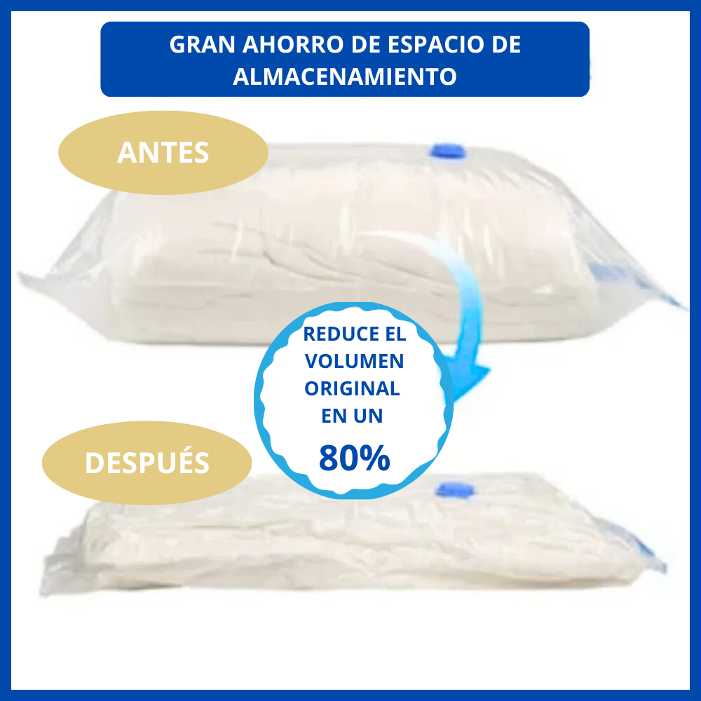Bolsas de Vacío Compresor de Ropa 90x120 cm *Pack 4 unidades - ¿Tus prendas se sienten húmedas y con olor a guardado otra vez?