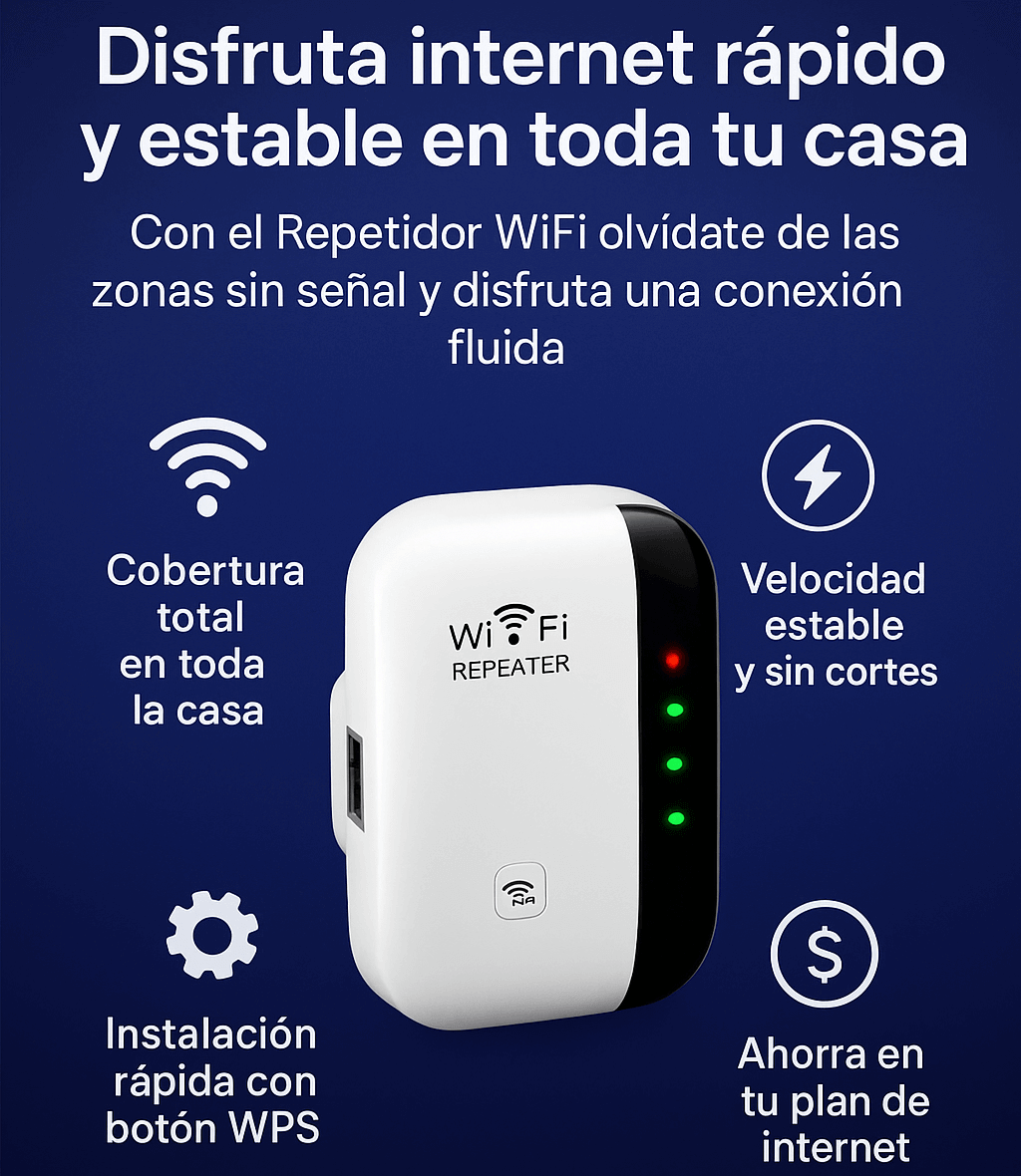 Repetidor de señal Wi-FI  MaxSignal™ - Mejora tu señal sin cambiar de plan ni pagar más.