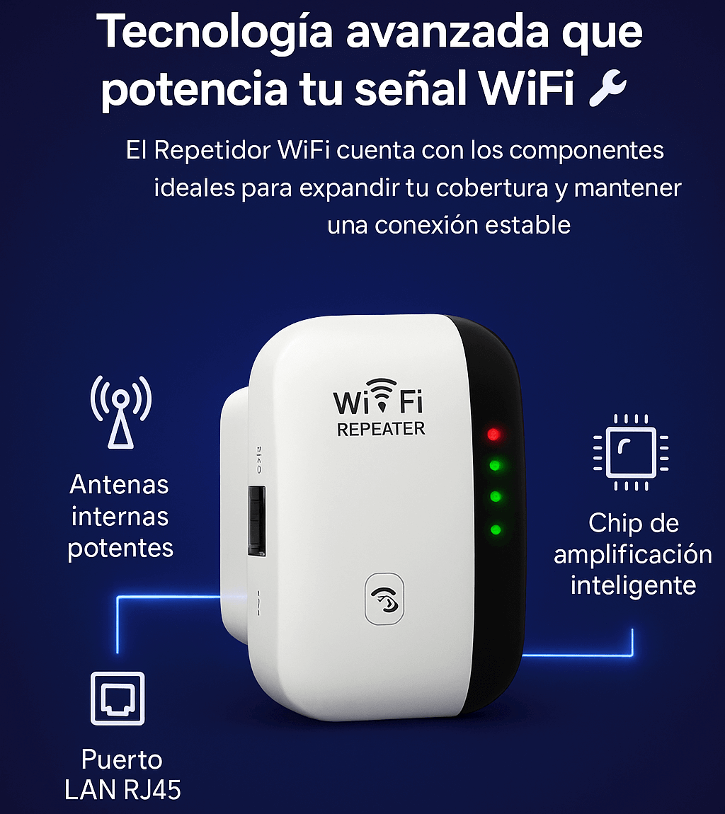 Repetidor de señal Wi-FI  MaxSignal™ - Mejora tu señal sin cambiar de plan ni pagar más.