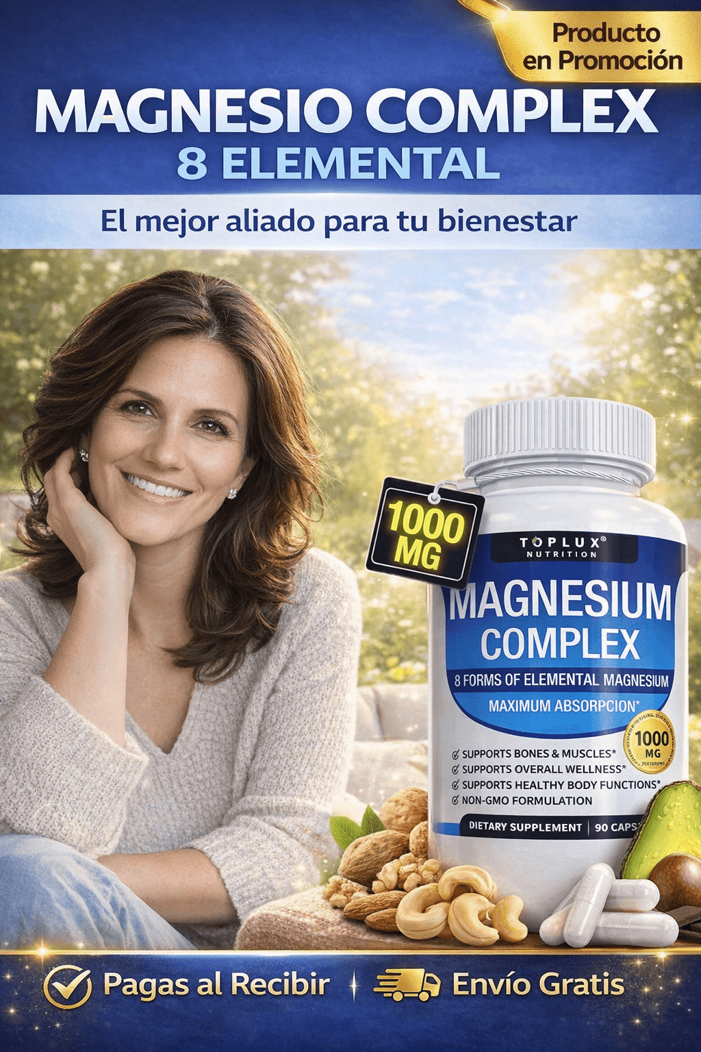 MAGNESIO COMPLEX 8 ELEMENTAL Toplux 1000 mg - El mejor aliado para tu bienestar