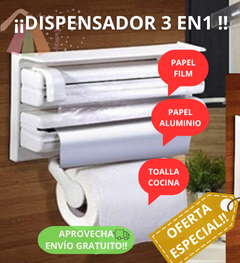 DISPENSADOR CORTA FÁCIL 3 EN 1 - ¿Problemas para cortar el papel film o aluminio?, ¿No sabes dónde está??