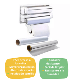 DISPENSADOR CORTA FÁCIL 3 EN 1 - ¿Problemas para cortar el papel film o aluminio?, ¿No sabes dónde está??