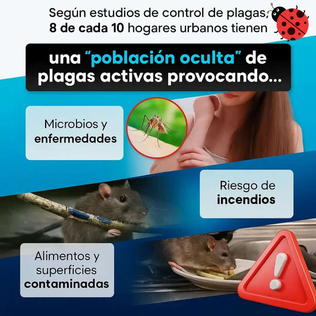 Repelente Eléctrico Ultrasonico "PlagaStop"- Aleja a Ratas e Insectos y Protege a tu Familia