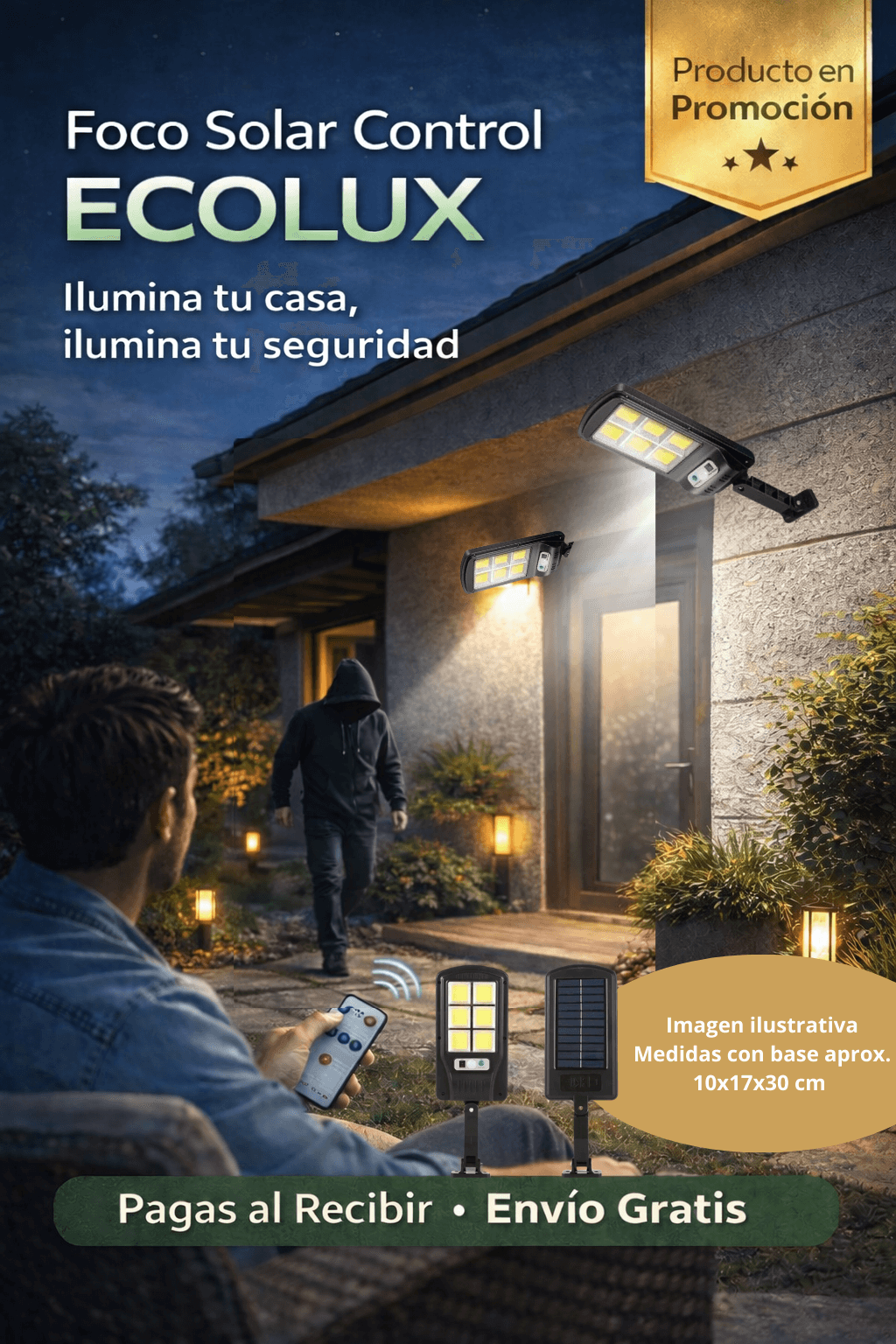 Foco Solar Control  ECOLUX™ - Ilumina tu casa, ilumina tu seguridad