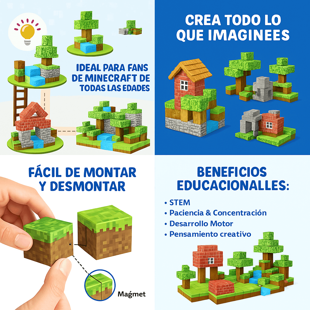 MagniBlocks Bloques Magnéticos Premium 28 PIEZAS-Adiós Pantallas, Bienvenida Creatividad