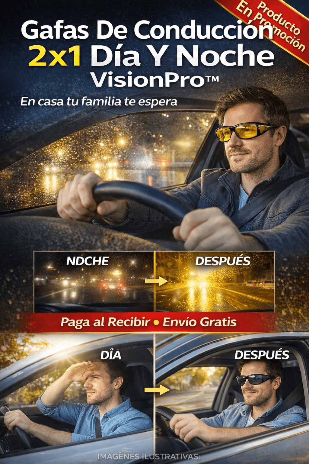 Gafas De Conducion 2x1 Dia Y Noche VisionPro™ - En casa tu famila te espera