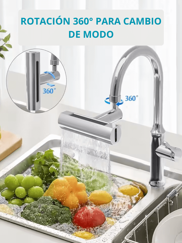 Extensor Llave giratoria FlexiPro™ + Limpia Ollas - Comodidad sin salpicar ni perder agua