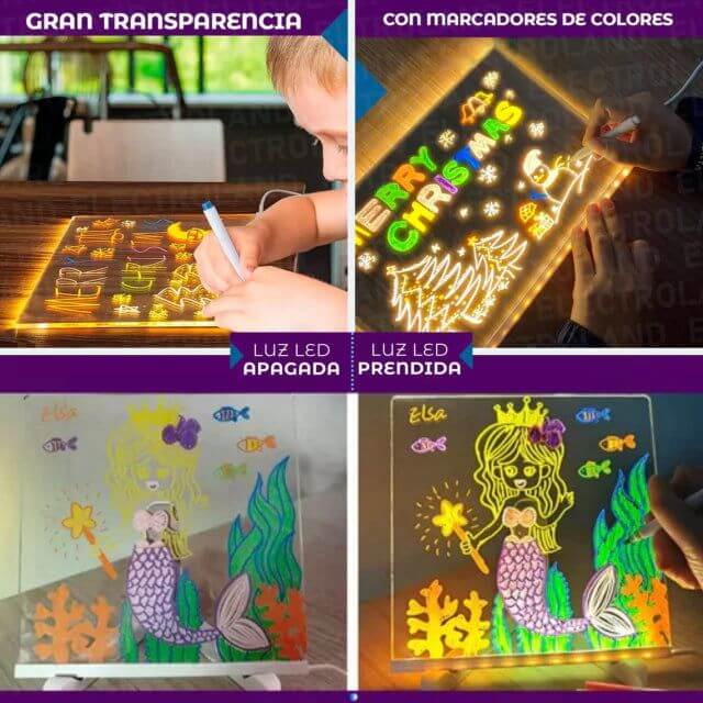 Pizarra Mágica LED LumiPad-Creatividad sin pantallas, sin estrés, ni gastos extras