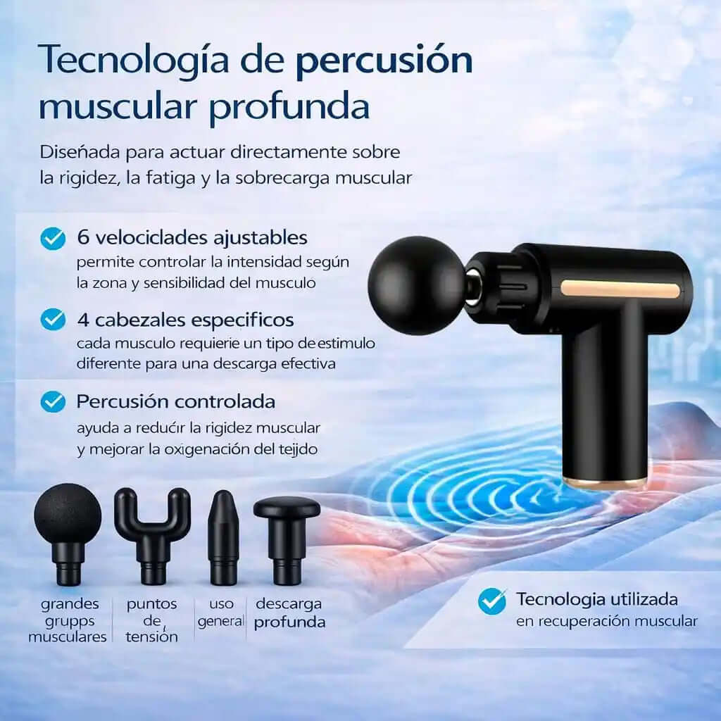 Pistola Masajeadora Profesional RelaxPro™ - Disminuye la rigidez muscular y mejora tu bienestar.