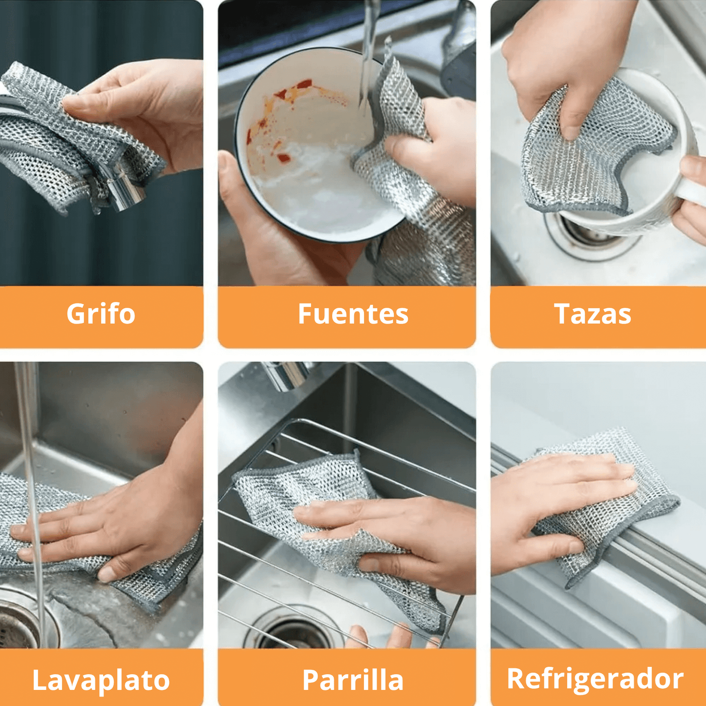 5 PAÑOS METALICOS DE LIMPIEZA MULTIUSO - PROTEGE A TU FAMILIA Y TU HOGAR DE UNA SOLA PASADA