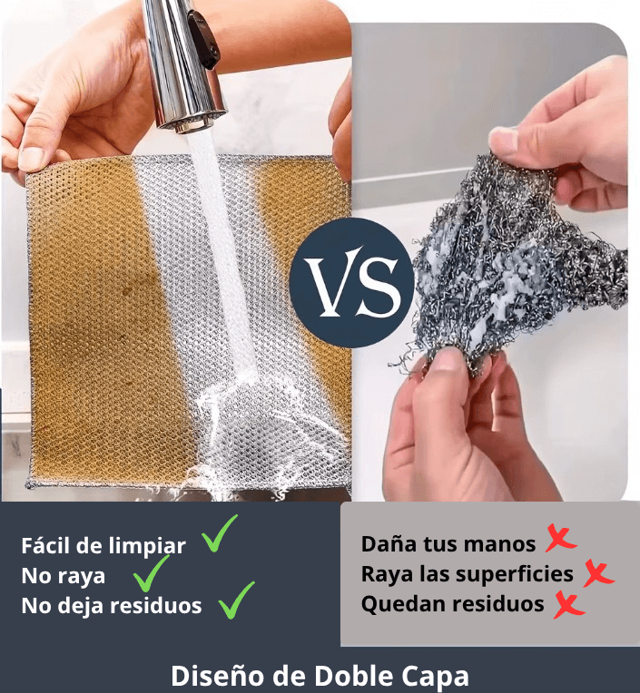 5 PAÑOS METALICOS DE LIMPIEZA MULTIUSO - PROTEGE A TU FAMILIA Y TU HOGAR DE UNA SOLA PASADA