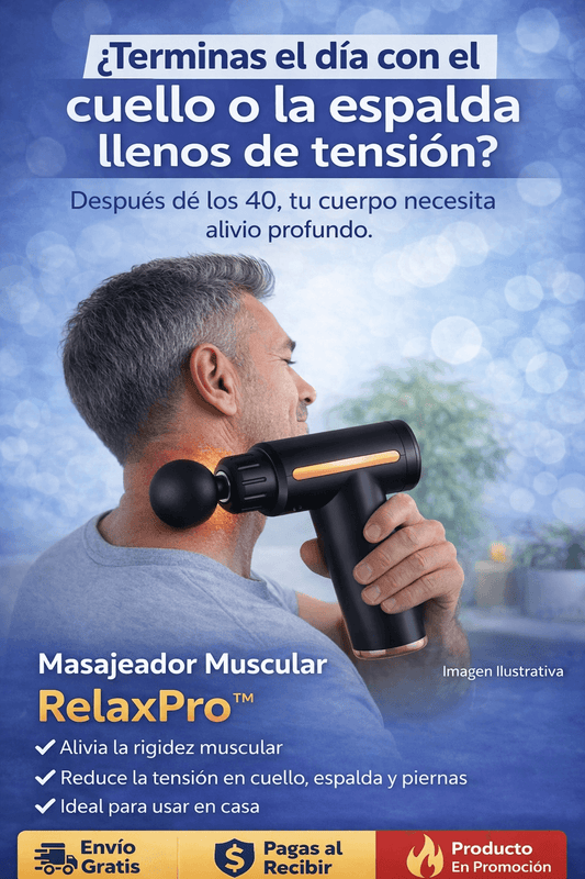 Pistola Masajeadora Profesional RelaxPro™ - Disminuye la rigidez muscular y mejora tu bienestar.