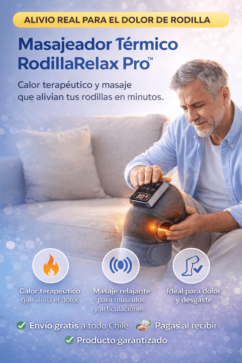 Masajeador Térmico RodillaRelax Pro™ - Alivio, relajación y bienestar para tus rodillas todos los días.