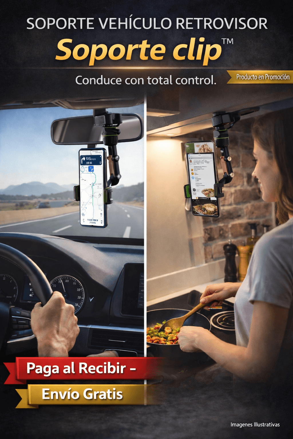 SOPORTE VEHICULO RETROVISOR-conduce con total control.