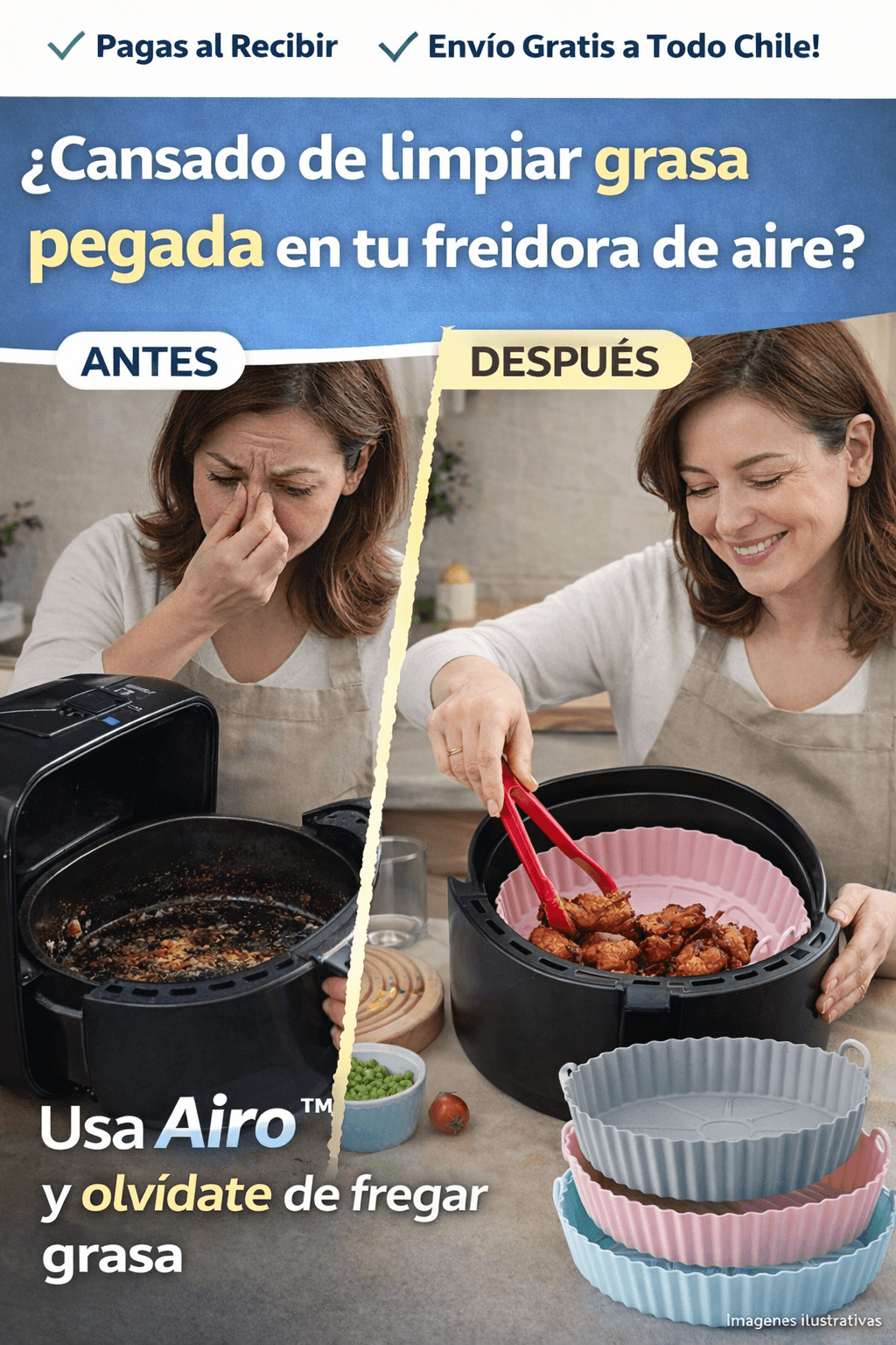 Pack protector de silicona para freidora - Protege tu freidora y olvídate de la grasa.