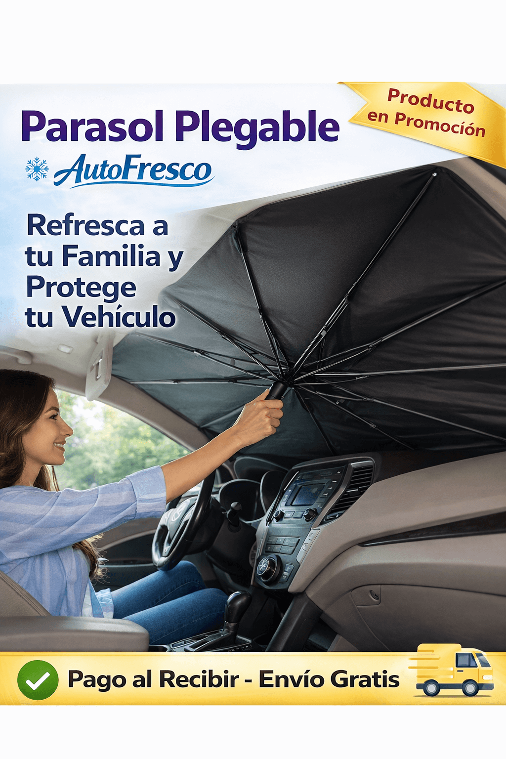 Parasol Plegable para Auto AutoFresco-Protege tu Vehículo y Cuida a los que mas amas