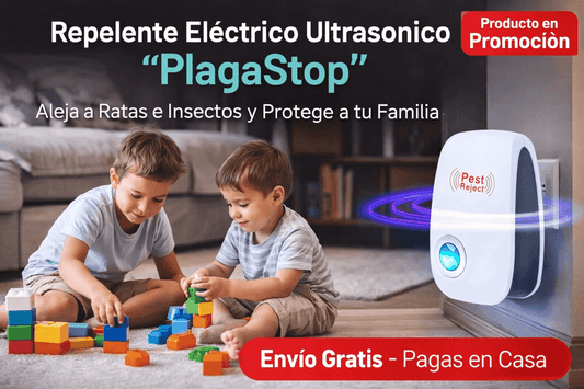Repelente Eléctrico Ultrasonico "PlagaStop"- Aleja a Ratas e Insectos y Protege a tu Familia